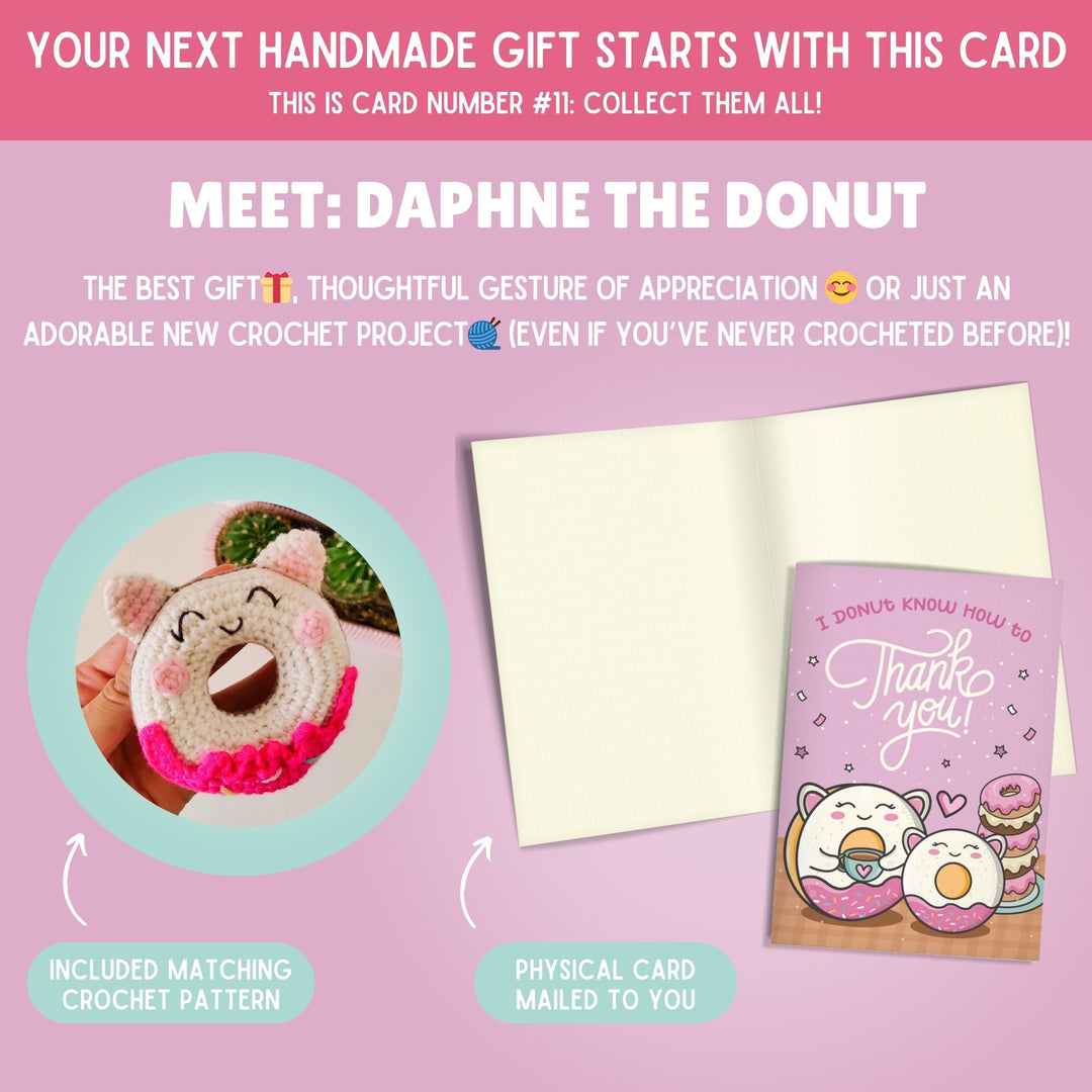 Donut Crochet Pattern & Matching Card: "Thank You"