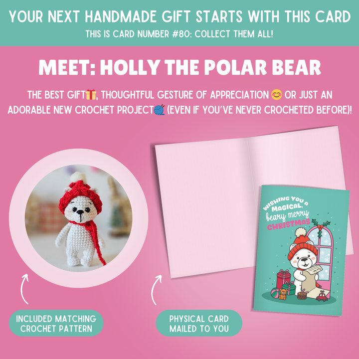 Polar Bear Crochet Pattern & Matching Card: "Wishing you a Magical, Beary Merry Christmas"