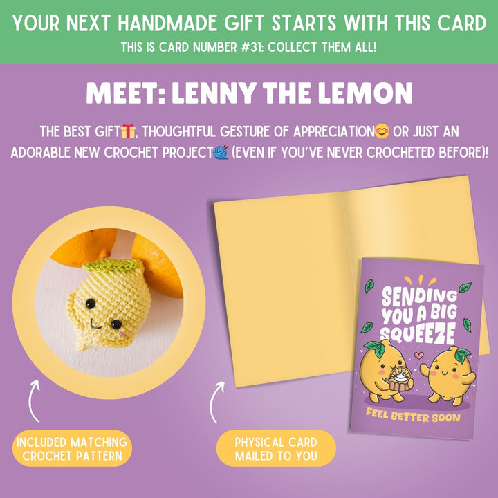 Lemon Crochet Pattern & Matching Card: "Feel Better Soon"