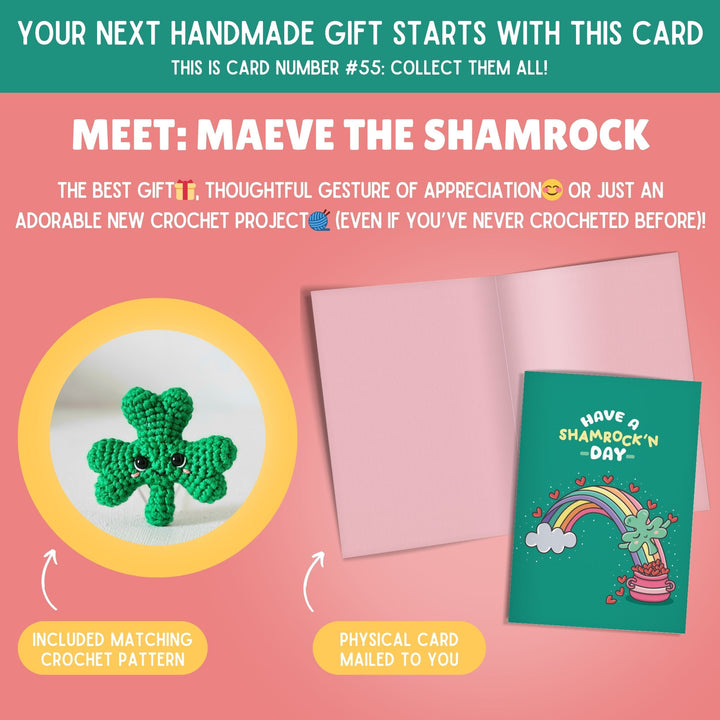 Shamrock Crochet Pattern & Matching Card: "Have A Shamrock'n Day"