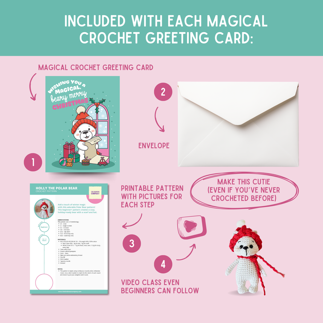 Polar Bear Crochet Pattern & Matching Card: "Wishing you a Magical, Beary Merry Christmas"