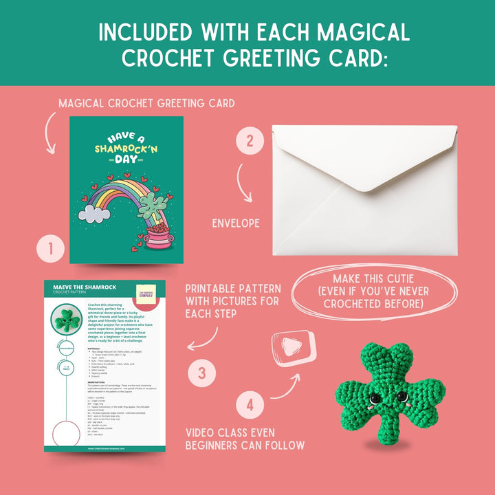 Shamrock Crochet Pattern & Matching Card: "Have A Shamrock'n Day"