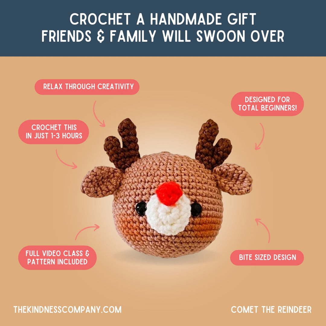 Reindeer Crochet Pattern & Matching Card: "Christmas is Here"