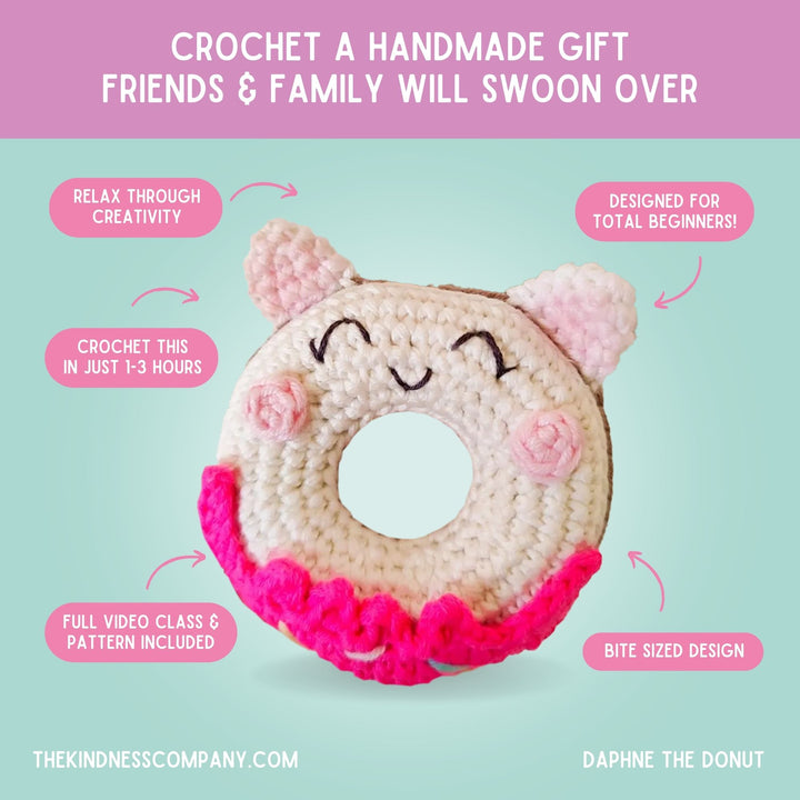 Donut Crochet Pattern & Matching Card: "Thank You"