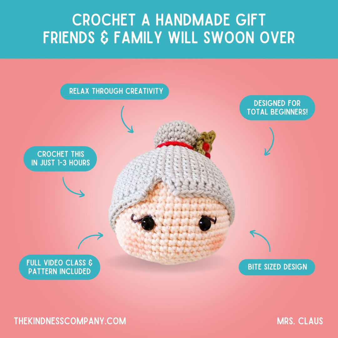 Mrs. Claus Crochet Pattern & Matching Card: "Happy Holidays"
