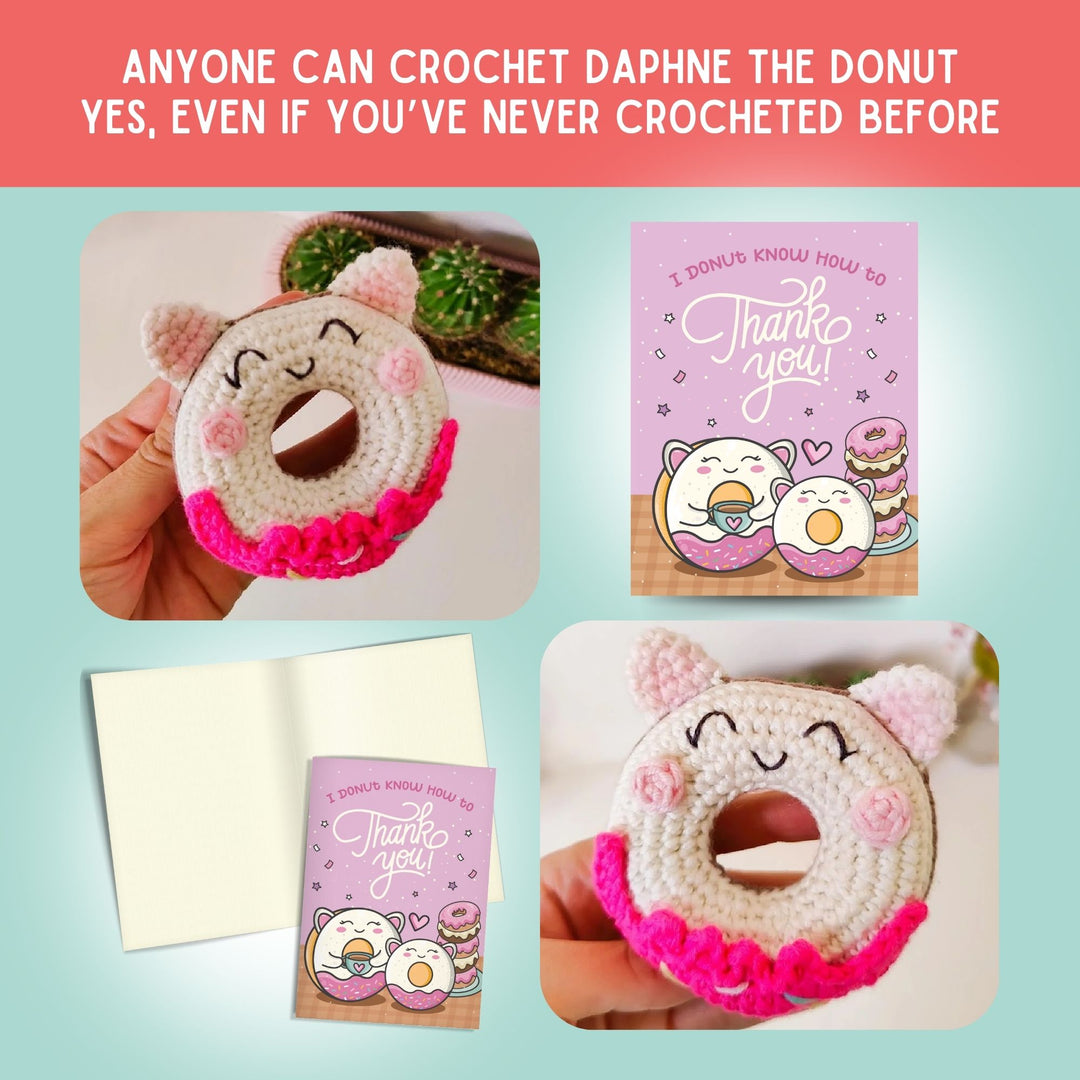 Donut Crochet Pattern & Matching Card: "Thank You"