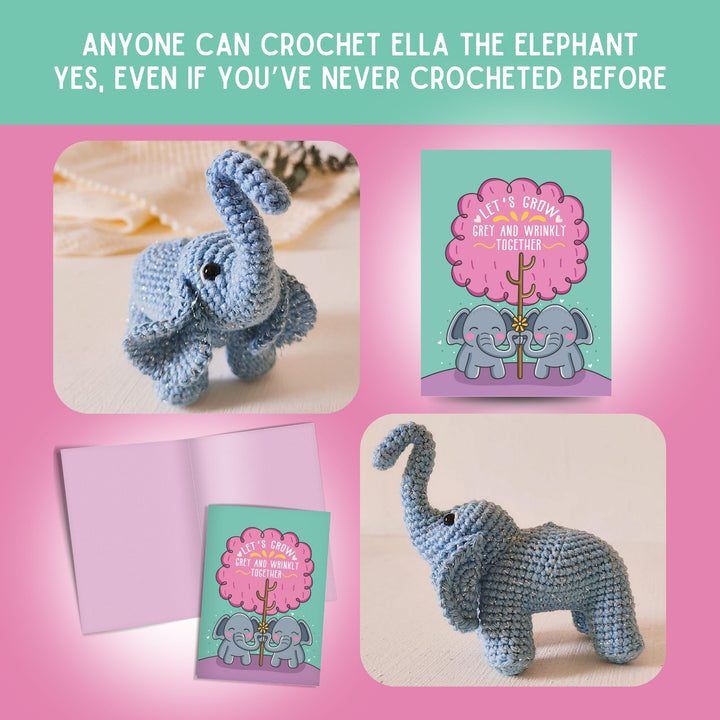 Elephant Crochet Pattern & Matching Card: "Let's Grow Together"