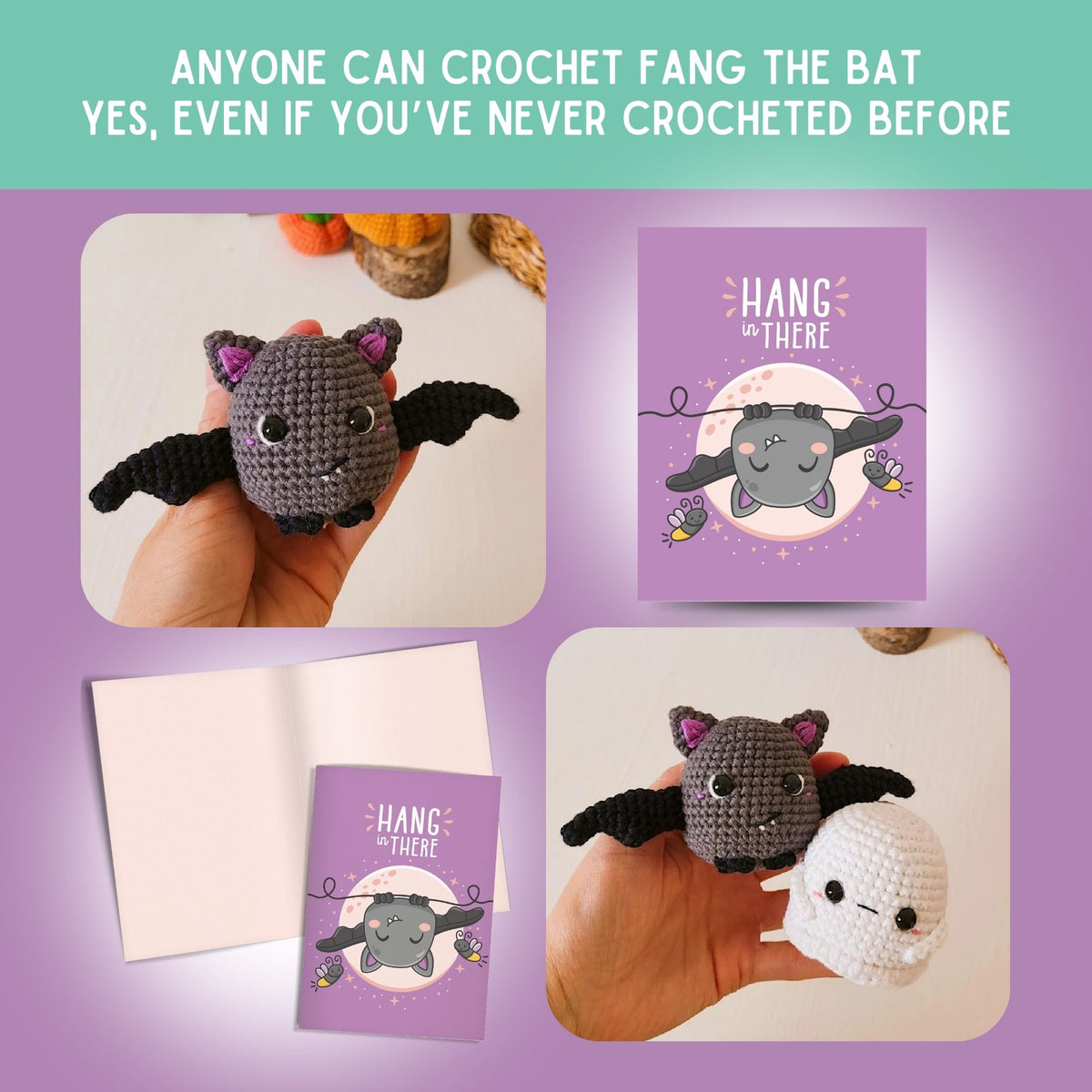 Bat Crochet Pattern & Matching Card: "Hang in There" – The Kindness Company