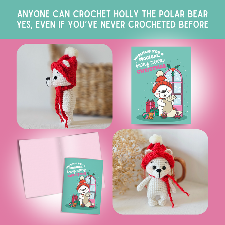 Polar Bear Crochet Pattern & Matching Card: "Wishing you a Magical, Beary Merry Christmas"