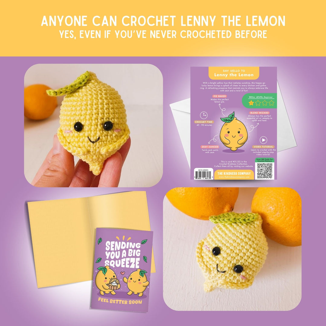 Lemon Crochet Pattern & Matching Card: "Feel Better Soon"
