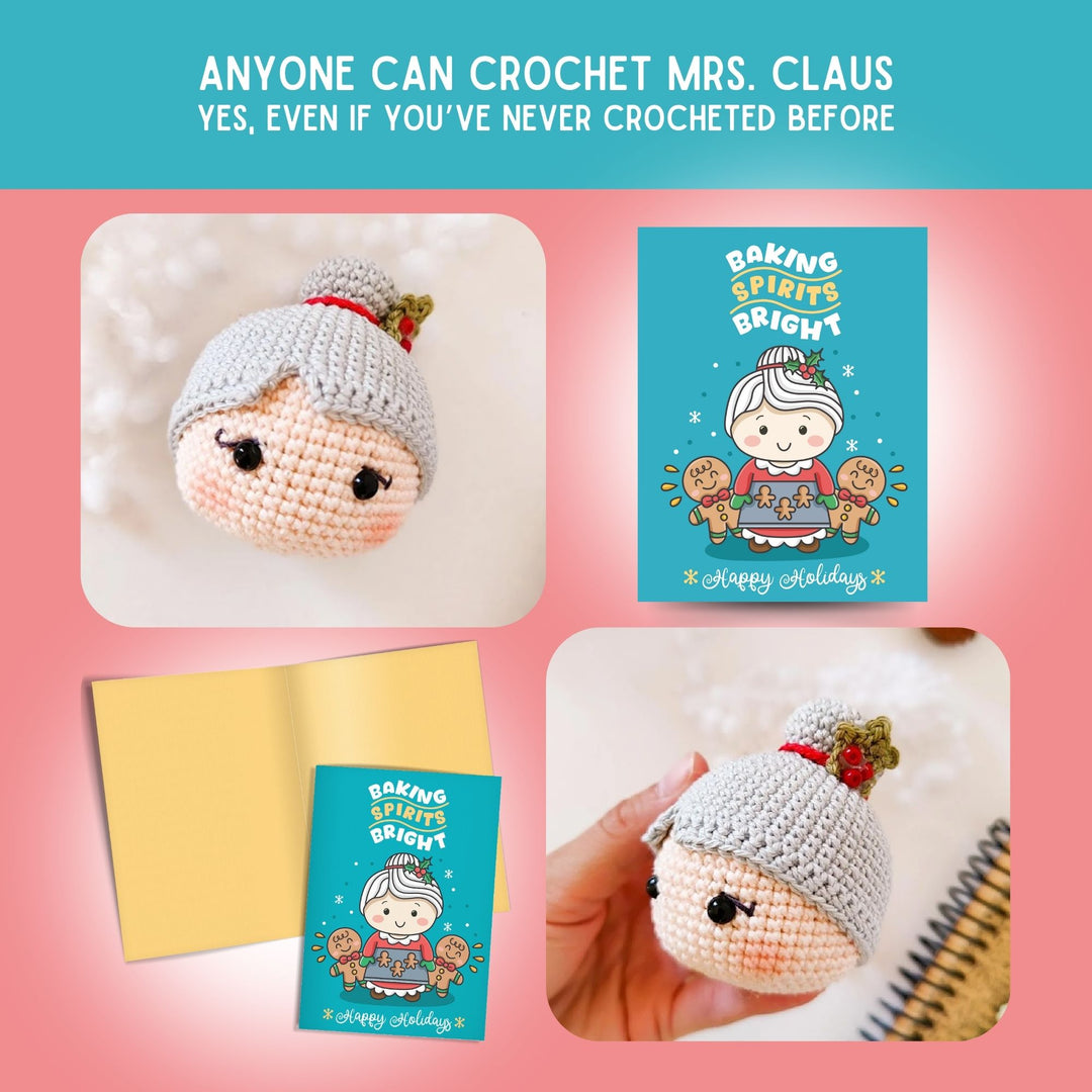 Mrs. Claus Crochet Pattern & Matching Card: "Happy Holidays"