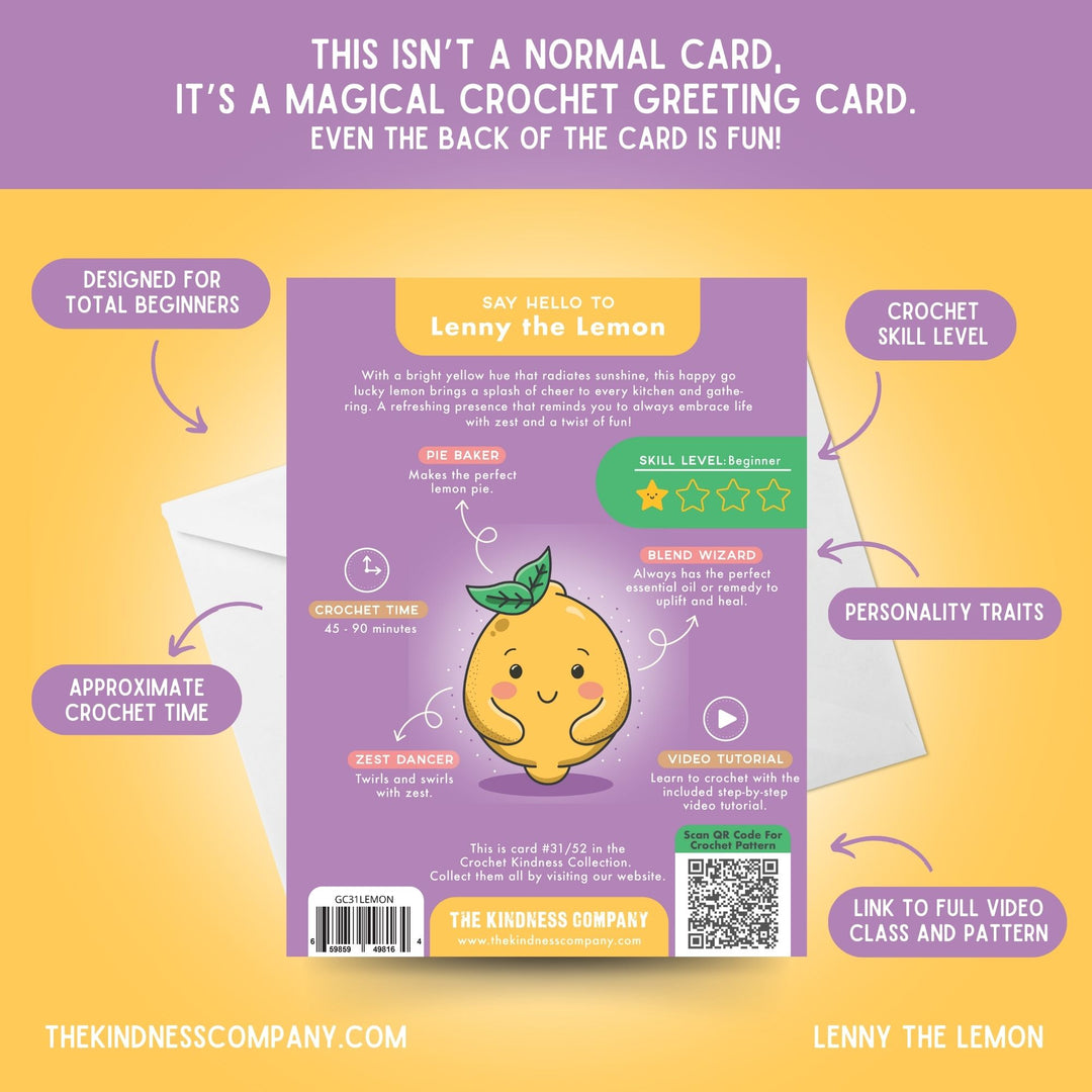 Lemon Crochet Pattern & Matching Card: "Feel Better Soon"