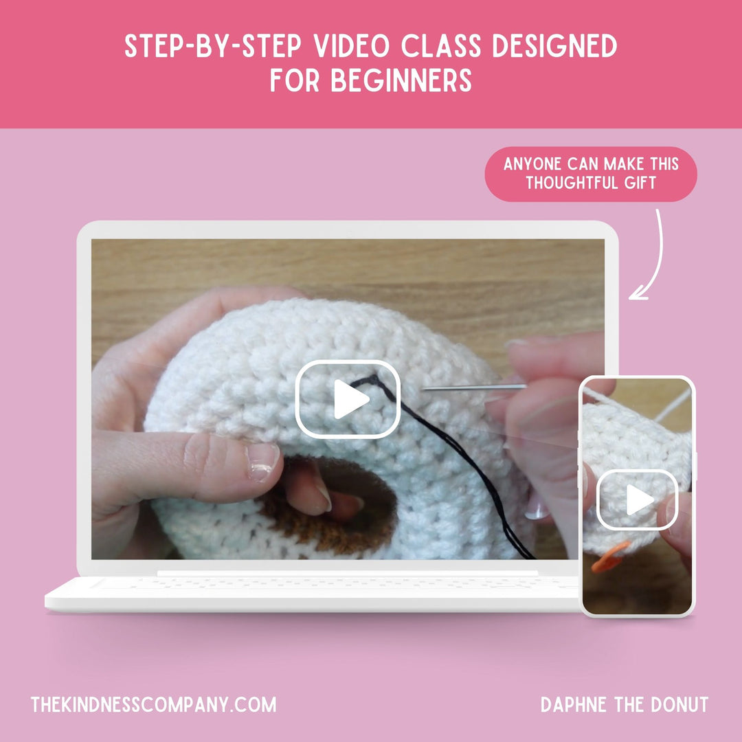 Donut Crochet Pattern & Matching Card: "Thank You"