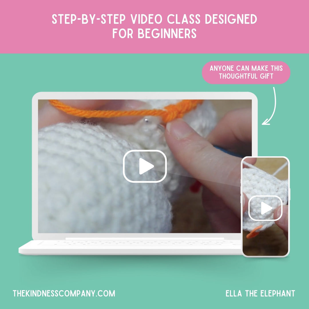 Elephant Crochet Pattern & Matching Card: "Let's Grow Together"