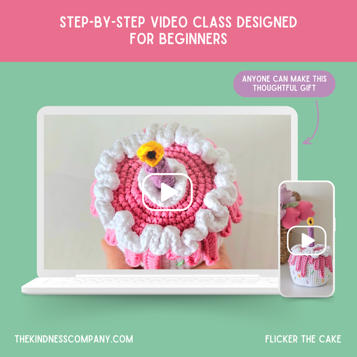 Cake Crochet Pattern & Matching Card: "It's Going To Lit Happy Birthday"