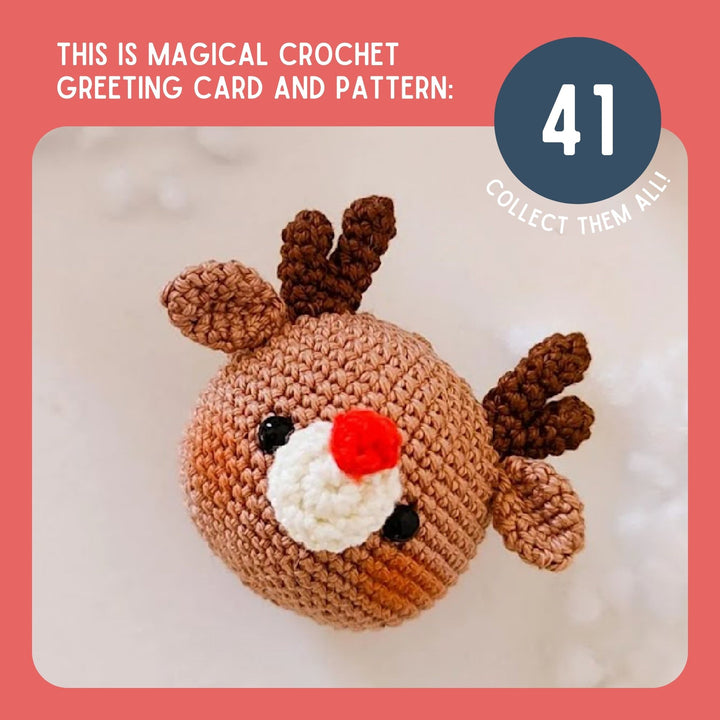 Reindeer Crochet Pattern & Matching Card: "Christmas is Here"