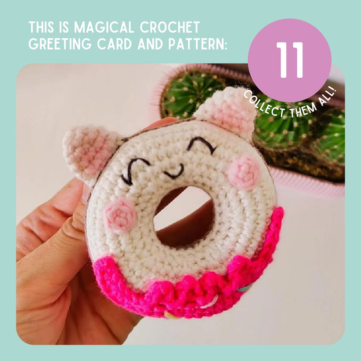 Donut Crochet Pattern & Matching Card: "Thank You"