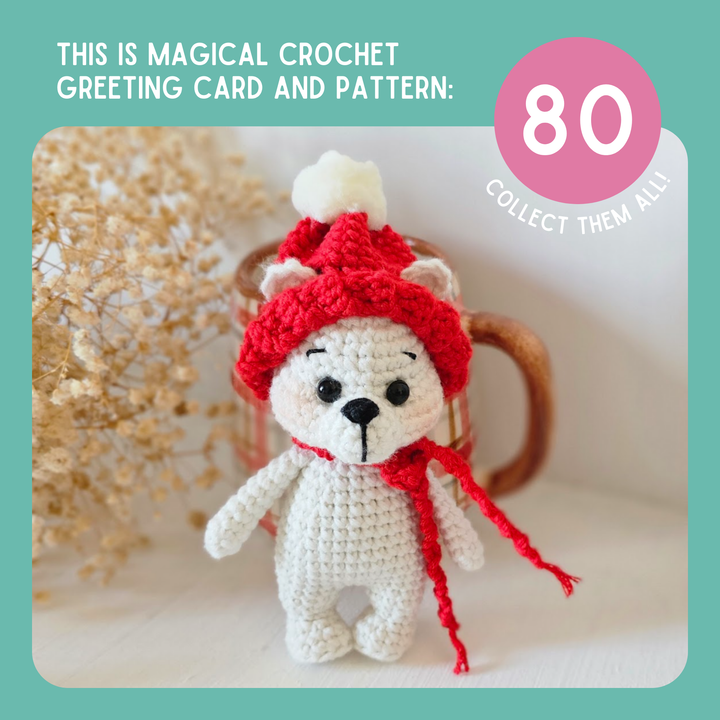 Polar Bear Crochet Pattern & Matching Card: "Wishing you a Magical, Beary Merry Christmas"