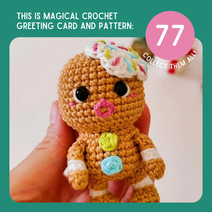 Gingerbread Man Crochet Pattern & Matching Card: "Wishing You a Sweet and Spicy Holiday!"