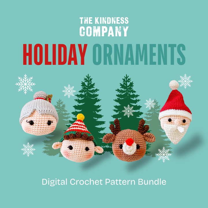 Holiday Crochet Pattern Ornament Collection: Mrs. Claus, Santa Claus, Comet the Reindeer, Tinsel Toe the Elf