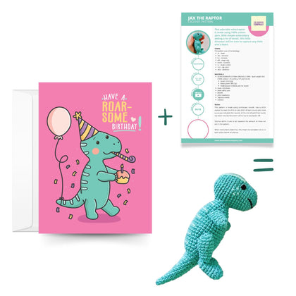 Dinosaur Crochet Pattern & Matching Card: 