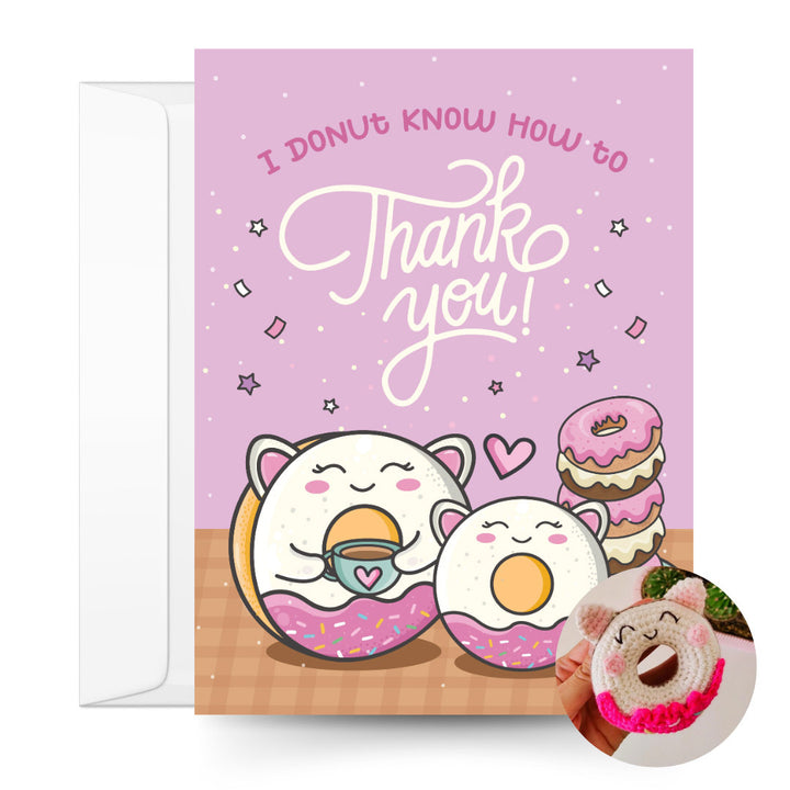 Donut Crochet Pattern & Matching Card: "Thank You"