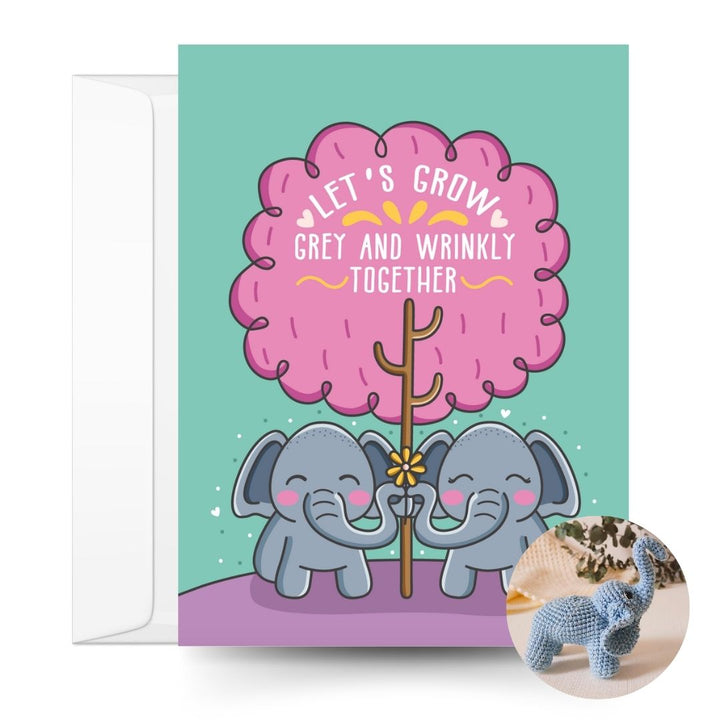Elephant Crochet Pattern & Matching Card: "Let's Grow Together"