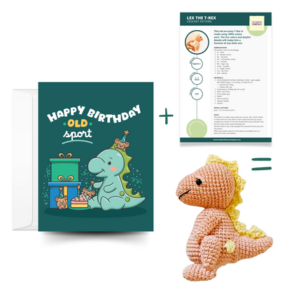T-rex Crochet Pattern & Matching Card: 