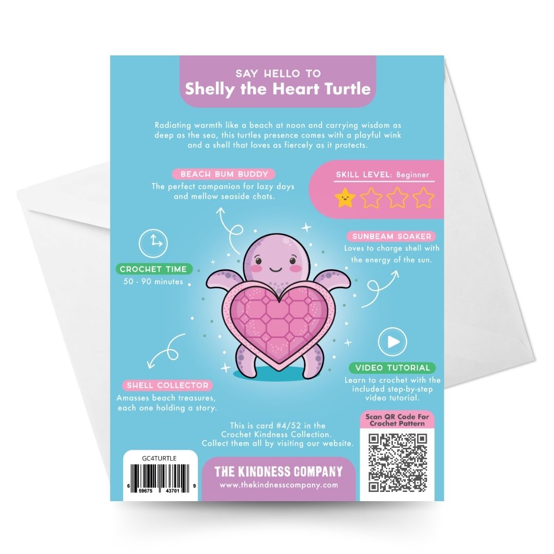 Shelly The Heart Turtle Crochet Pattern & Greeting Card