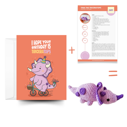 Triceratops Crochet Pattern & Matching Card: 